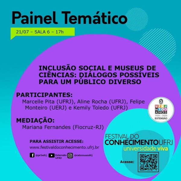Painel temático ao vivo sobre Inclusão social e museus de ciências: diálogos possíveis para um público diverso