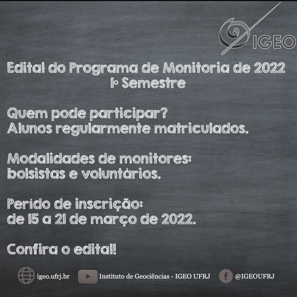 Edital do Programa de Monitoria de 2022 1º Semestre